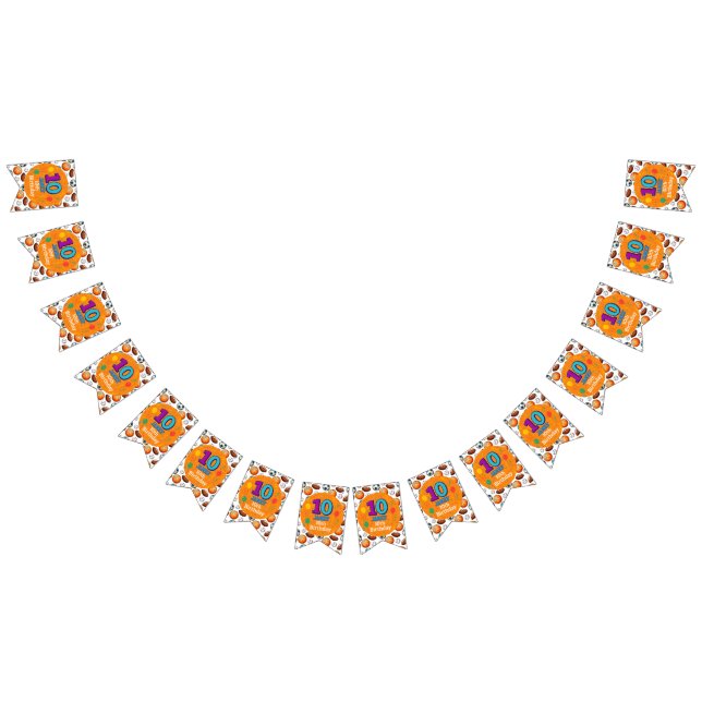 Bannière À Fanions Custom 10e Anniversaire Thème sportif (Tout)