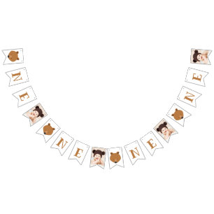 Bannière À Fanions Cute Bear One Photo Premier anniversaire