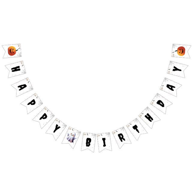 Bannière À Fanions Cute Boo Halloween Ghost Boy Joyeux anniversaire (Tout)