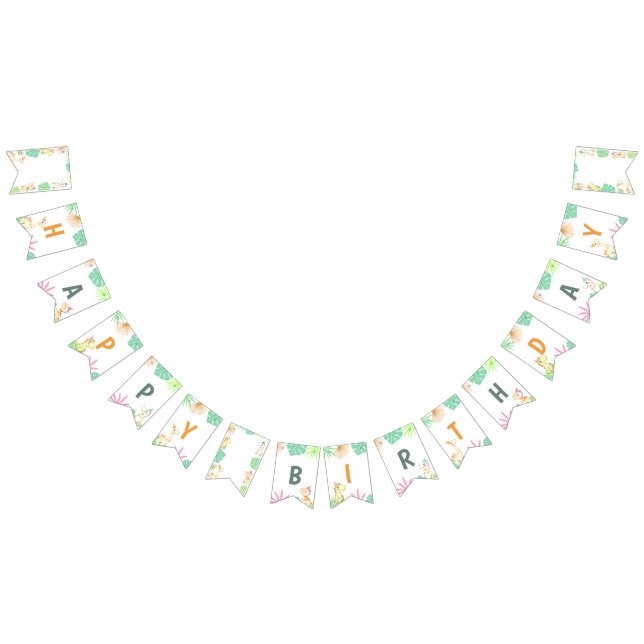 Bannière À Fanions Cute Dinosaur Jungle Bonne fête d'anniversaire (Tout)