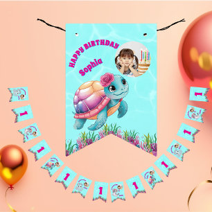 Bannière À Fanions Cute Whimsical Floral Ocean Créatures Girly Photo