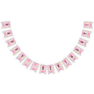 Bannière À Fanions Daisy Flower and Bow Birthday Bunting Banner