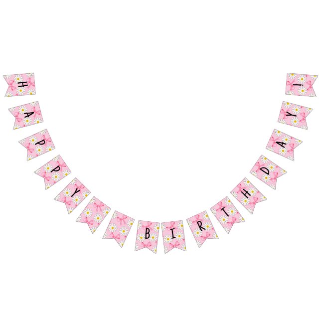 Bannière À Fanions Daisy Flower and Bow Birthday Bunting Banner (Tout)