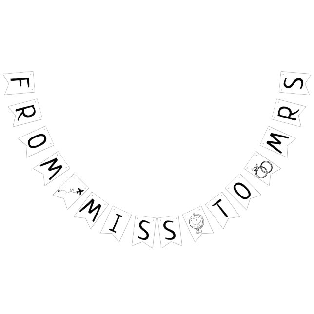 Bannière À Fanions De Miss à Mrs Thème Voyage Mariage Shower (Tout)