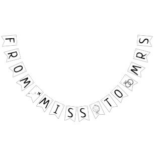 Bannière À Fanions De Mlle à Mme Travel Fête des mariées à thème