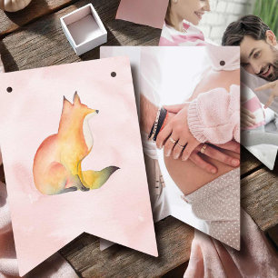 Bannière À Fanions Décor baby shower de fête aquarelle renard bois