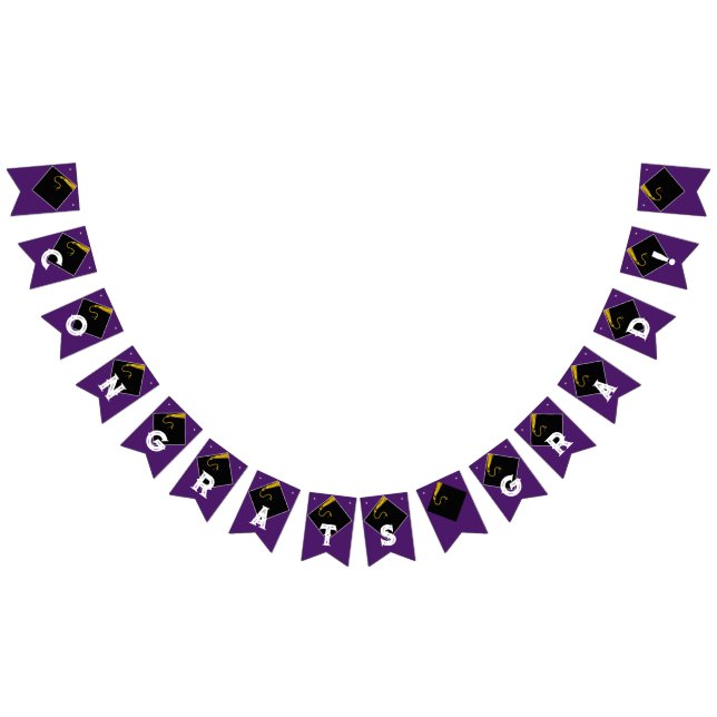Bannière À Fanions Décoration de fête de remise des diplômes violette (Tout)
