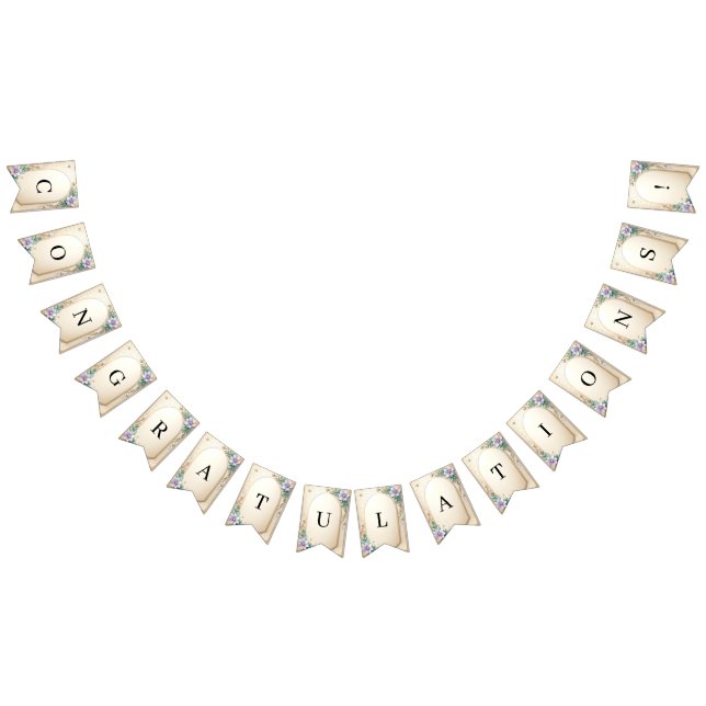 Bannière À Fanions Decorative Floral Frame with Pearls Bunting Flag (Tout)