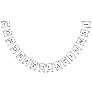 Bannière À Fanions Dentelle blanche et Feuilles Roses