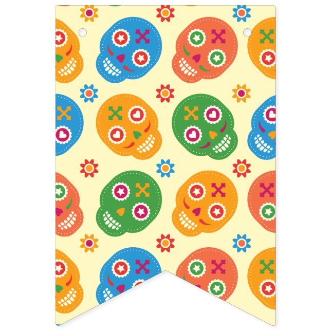 Bannière À Fanions Dia De Los Muertos. Jour des morts. Crânes à sucre (Premier drapeau)