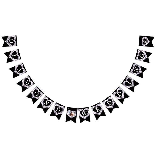 Bannière À Fanions Diamond mariage 60e anniversaire photo noir (Tout)