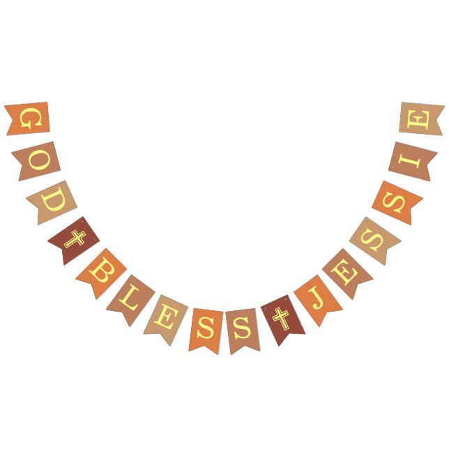 Bannière À Fanions Dieu Béni 6 Lettres Neutres Baptême Confirmation (Tout)