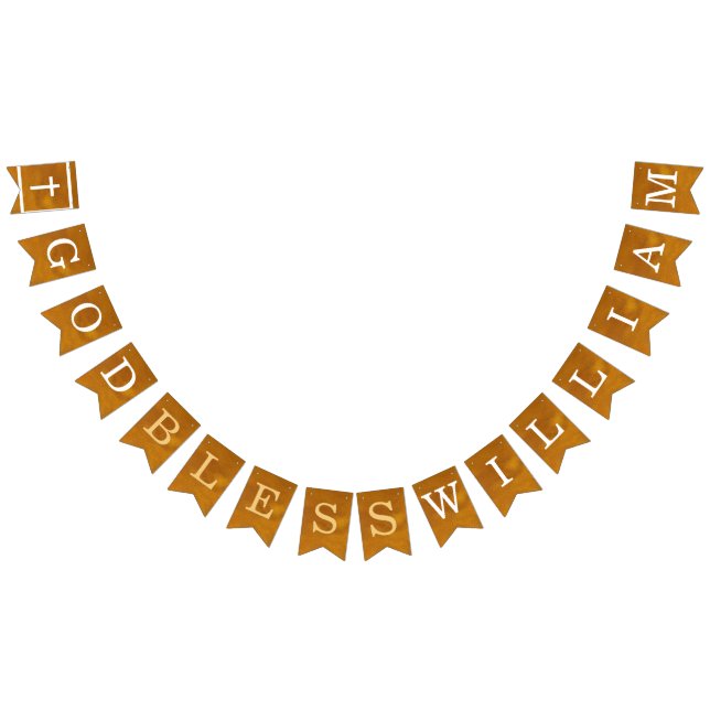 Bannière À Fanions Dieu Béni 7 Lettres Nom Gold Baptême Communion (Tout)
