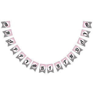 Bannière À Fanions Diner Retro 1950 Joyeux anniversaire