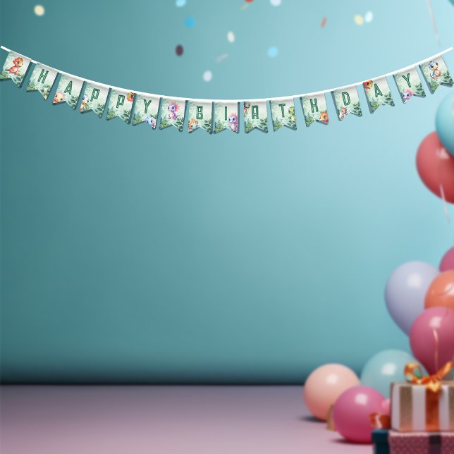 Bannière À Fanions Dino Roar Anniversaire Bash (Créateur téléchargé)