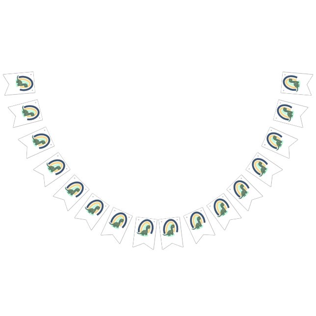 Bannière À Fanions Dinosaure tiré à la main avec Rainbow Birthday Par (Tout)