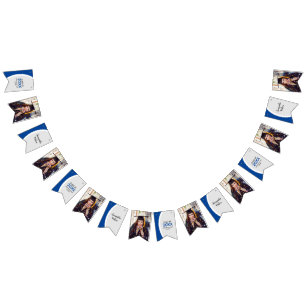 Bannière À Fanions Diplôme de photo avec cadre courbe bleu