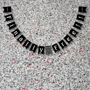 Bannière À Fanions Divorce Party Enfin Gratuité Célébration Noir Blan