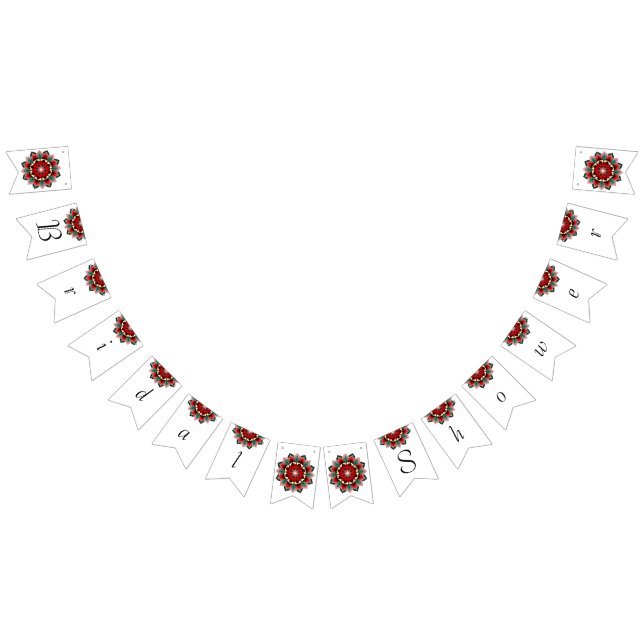 Bannière À Fanions Douche de mariée. Mandala en rouge (Tout)