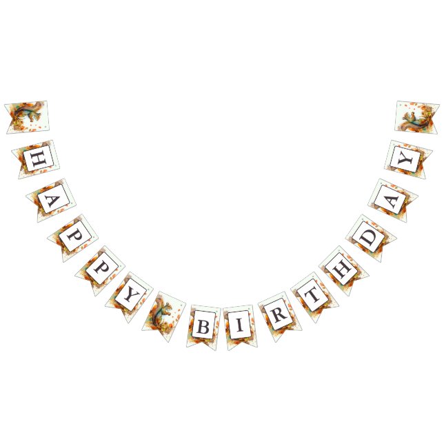 Bannière À Fanions Écureuil d'aquarelle des Vibes d'automne - Anniver (Tout)