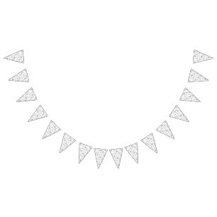 Bannière À Fanions Elégant design floral noir et blanc présentant d