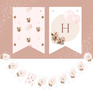 Bannière À Fanions Élégant Motif de Pastel Bohème