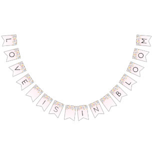 Bannière À Fanions Élégant Rose Pâle Baby Shower de Mariage 