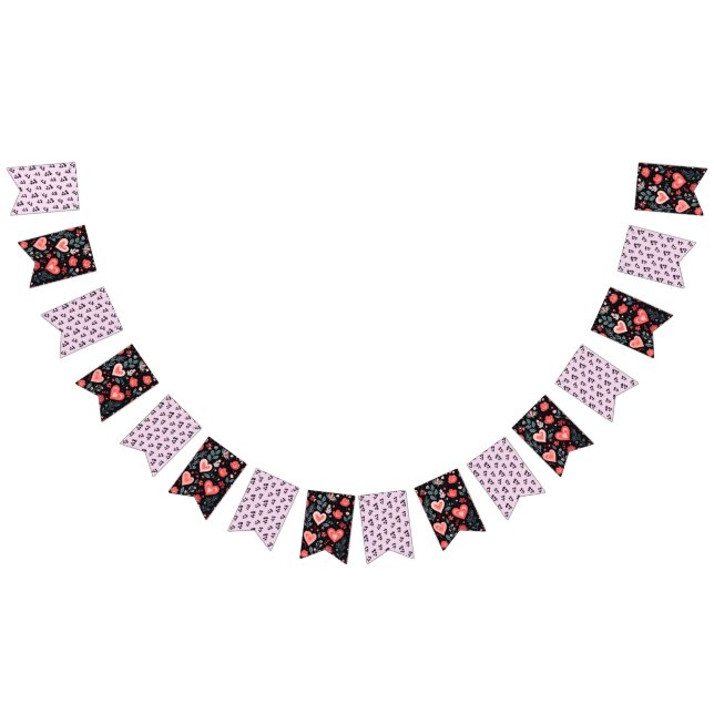 Bannière À Fanions Elegant Valentine's Day floral bunting banner (Tout)