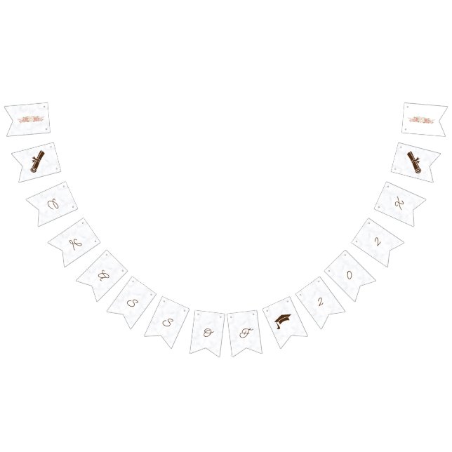 Bannière À Fanions Elégante Fleurs Roses Personnalisée Graduation (Tout)