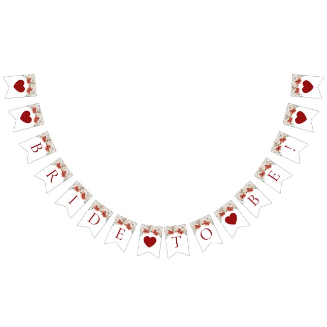 Bannière À Fanions Élégante future mariée d'hiver à l'aquarelle rouge (Tout)