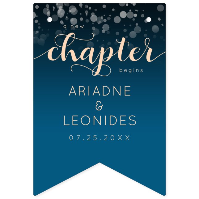 Bannière À Fanions Elégante Pêche Océanique Bleu Mariage Un Nouveau C (Premier drapeau)