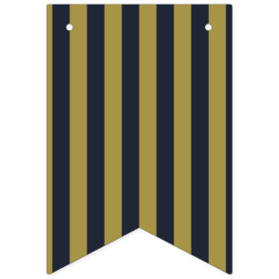 Bannière À Fanions Élégantes rayures verticales or et bleu marine
