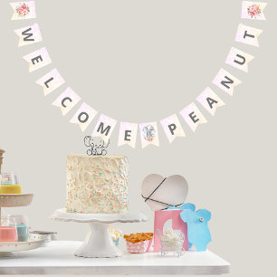 Bannière À Fanions Elephant Baby shower Boho Chic Coral Bienvenue