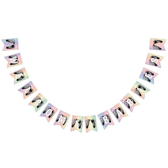 Bannière À Fanions Empreintes bébé Conception arc-en-ciel pour la nai (Tout)