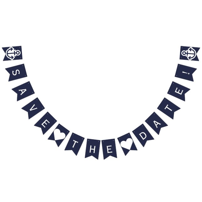 Bannière À Fanions Enregistrer La Date Du Bouton Nautique Photo Prop (Tout)