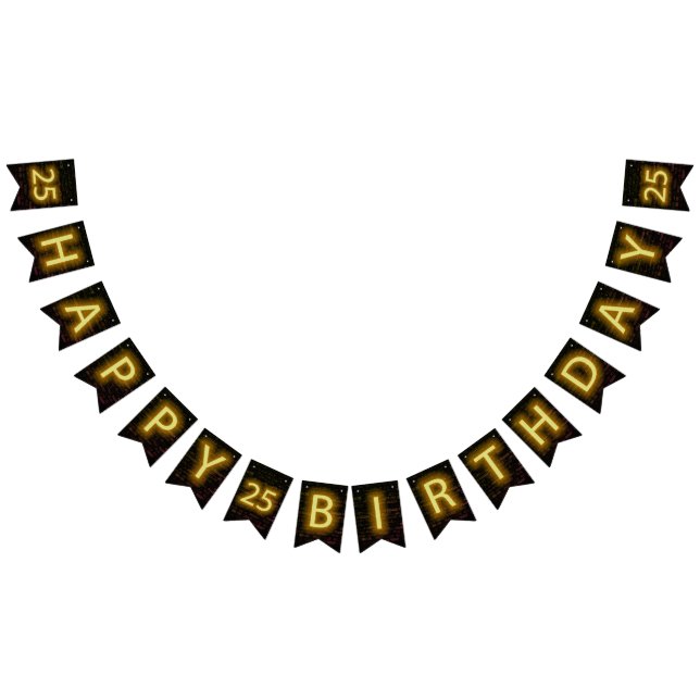 Bannière À Fanions Enseigne au néon sur brique pour 25e anniversaire (Tout)