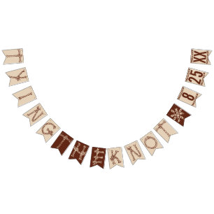 Bannière À Fanions ENTRER LE NOYAU : DATE PERSONNALISÉE Mariage rusti