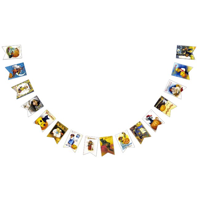 Bannière À Fanions Ephémère d'Halloween vintage (Tout)