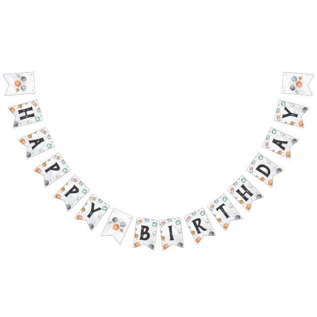 Bannière À Fanions Espace Extérieur Invitation Anniversaire, Planètes (Tout)