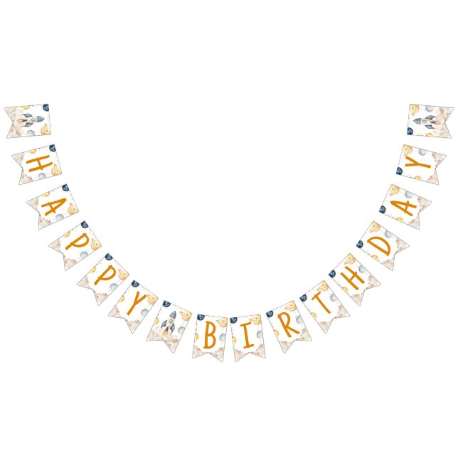 Bannière À Fanions Espace Premier Voyage Autour Du Soleil Anniversair (Tout)