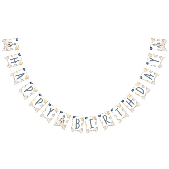 Bannière À Fanions Espace Premier Voyage Autour Du Soleil Anniversair (Tout)