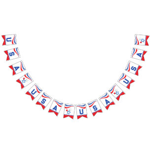 Bannière À Fanions États-Unis Rouge, Blanc, Bleu