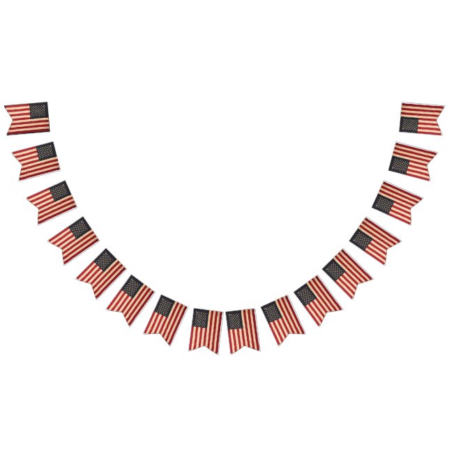 Bannière À Fanions Étoiles vintages et rayures américaines (Tout)