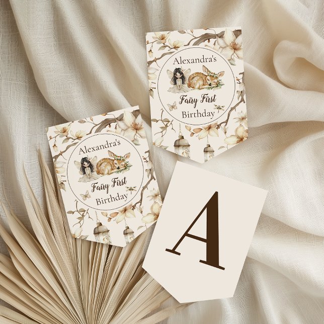 Bannière À Fanions Fairy First Birthday Woodland Floral (Créateur téléchargé)