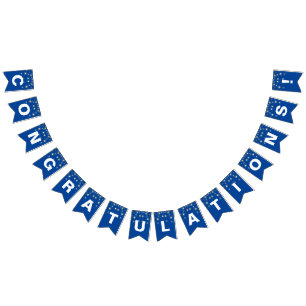Bannière À Fanions Félicitations à la fête sur le bleu