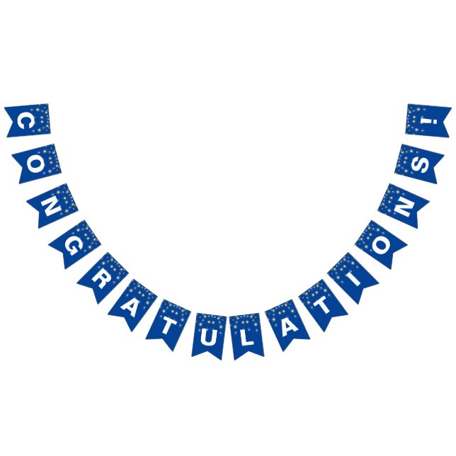 Bannière À Fanions Félicitations à la fête sur le bleu (Tout)