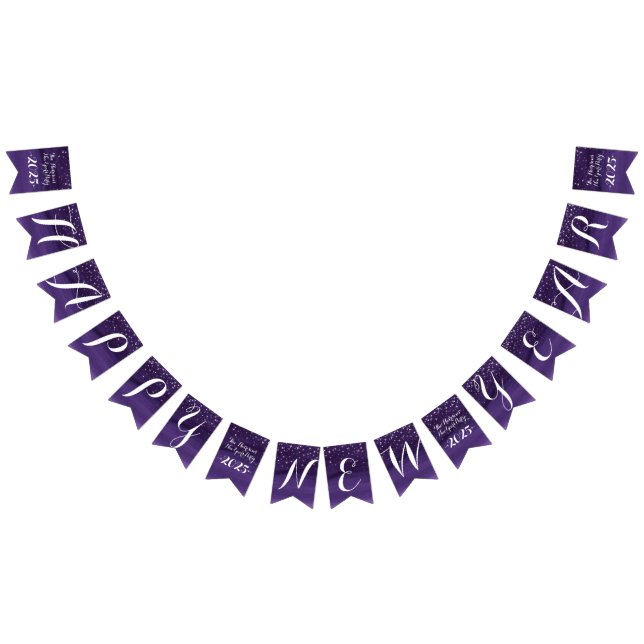 Bannière À Fanions Félicitations de nuit étoilée couleur violet foncé (Tout)