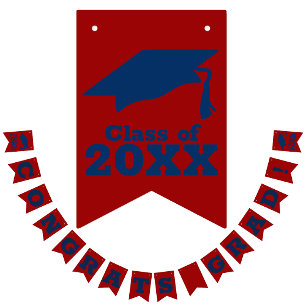 Bannière À Fanions Félicitations Grad Dark Red and Blue
