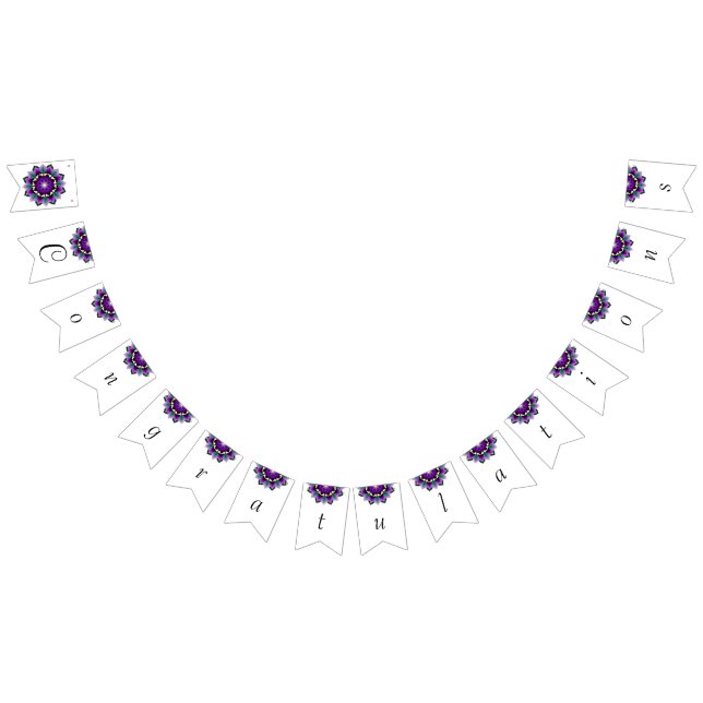 Bannière À Fanions Félicitations Mandala en violet (Tout)