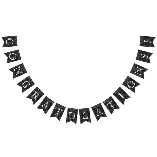 Bannière À Fanions Félicitations - Marbre noir (Tout)